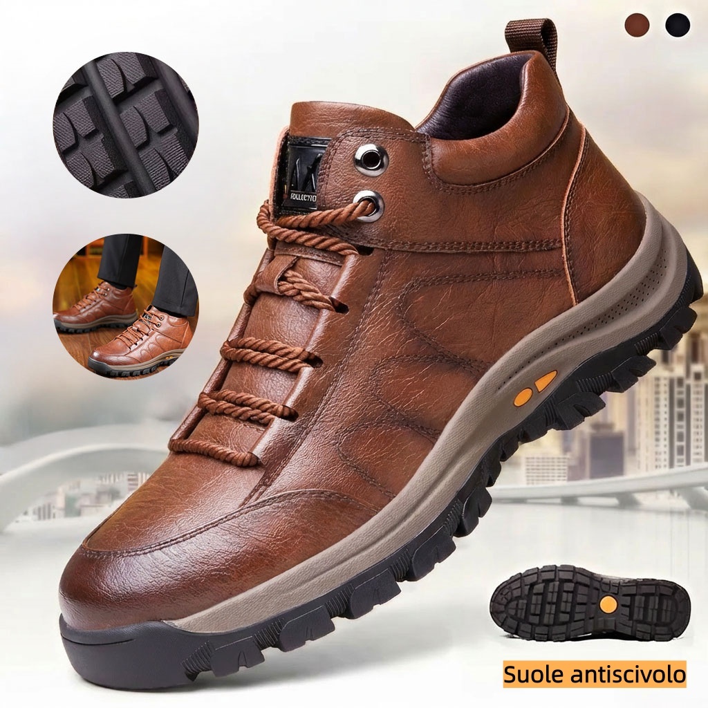 【🎁Offerta a tempo limitato】Realizzato in pelle di vitello australiana🐂Supporto dell'arco plantare - allevia il dolore al piede✅Impermeabile - antiscivolo - rende la camminata confortevole✅