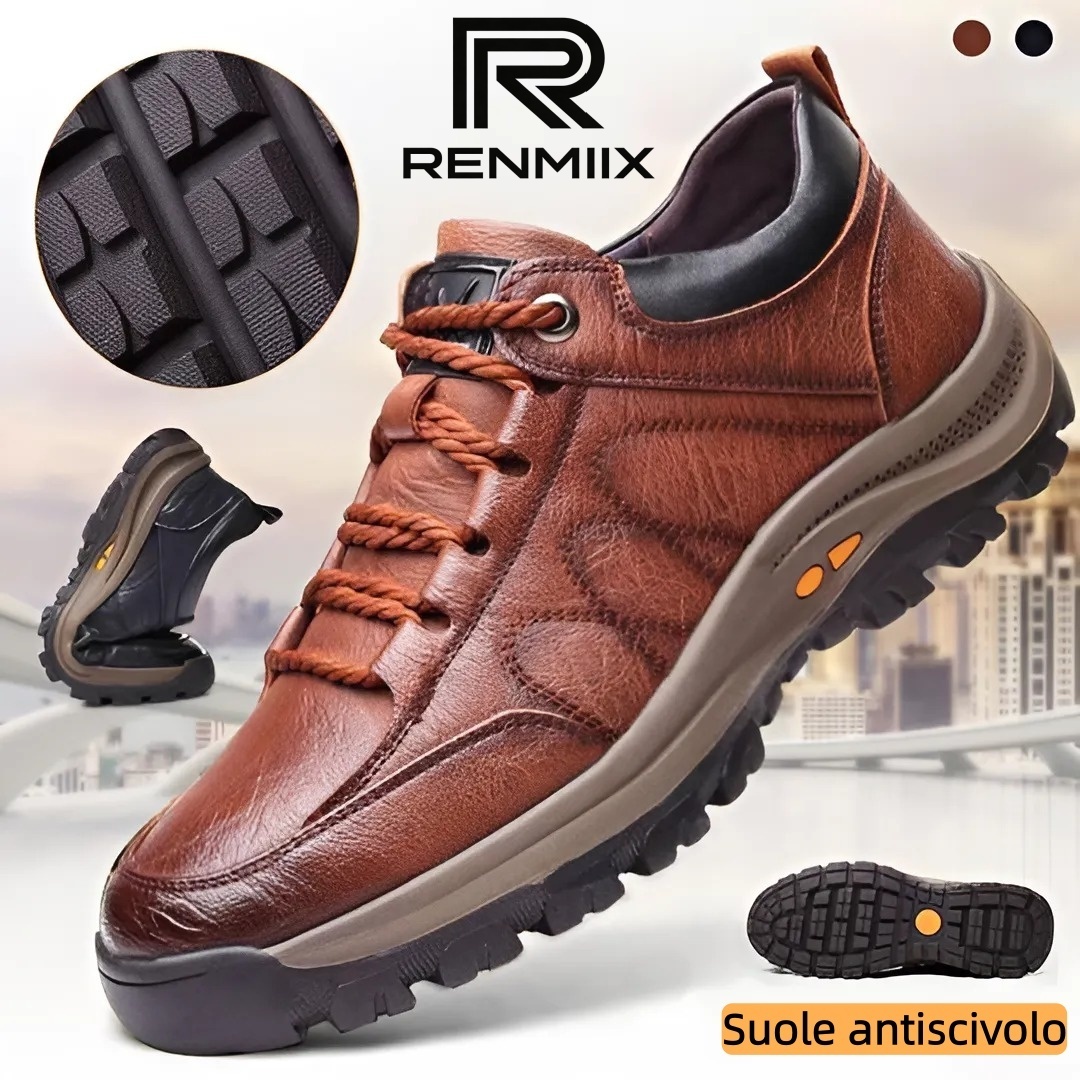【🎁Offerta a tempo limitato】🐂 Scarpe ortopediche da uomo, realizzate in pelle di vitello australiana👞 Cucite a mano, impermeabili e antiscivolo✅ Supporto dell'arco plantare - camminata confortevole✅