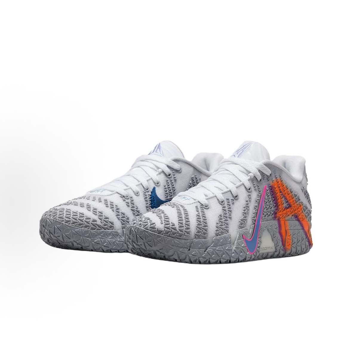 Nike Ja 3 Morant Third Generation Basketball Shoes, comfortable, soft, and lightweight. Unisex design, white and gray colorway.