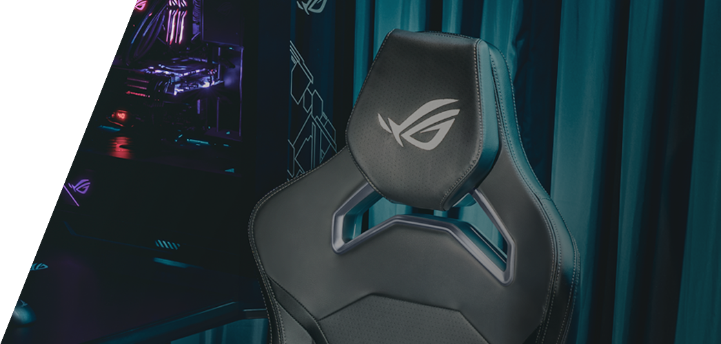 ROG Chariot X Core gaming chair headrest – front view to the left