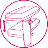 Icon indicaiting the armrests can be adjusted in height - upward and downward