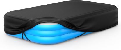Rectangular Pool Cover for Inflatable Pool, Fits Blow Up Pool Size 120" L x 72" W, Built-in Elastic Band and Extra Buckle to Prevent Slipping, 10' x 6' Rectangle Above Ground Swimming Pool Cover
