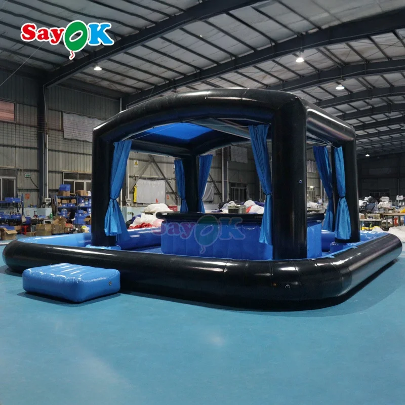Sayok Customized 8 Meters Blue Portable Backyard Parties Pub Inflatable PVC Pool Bar for Adults