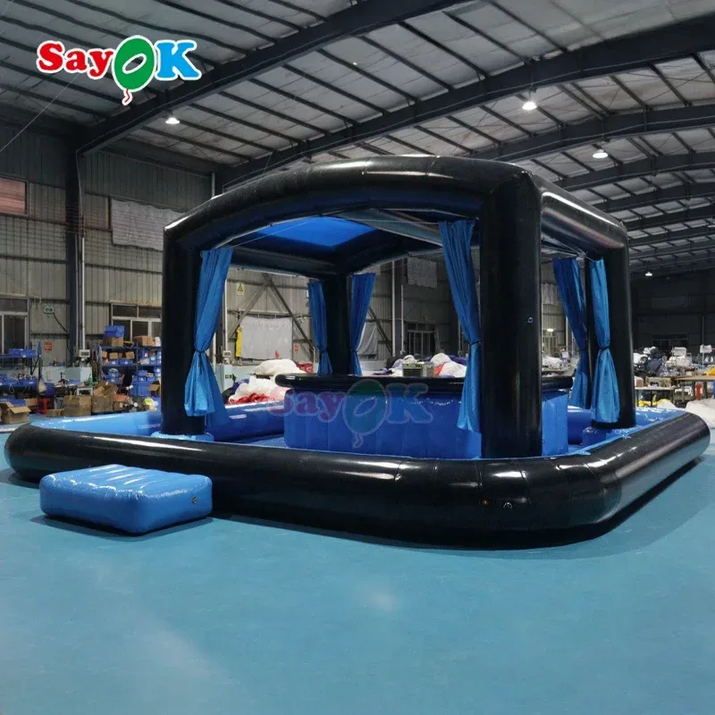 Sayok Customized 8 Meters Blue Portable Backyard Parties Pub Inflatable PVC Pool Bar for Adults