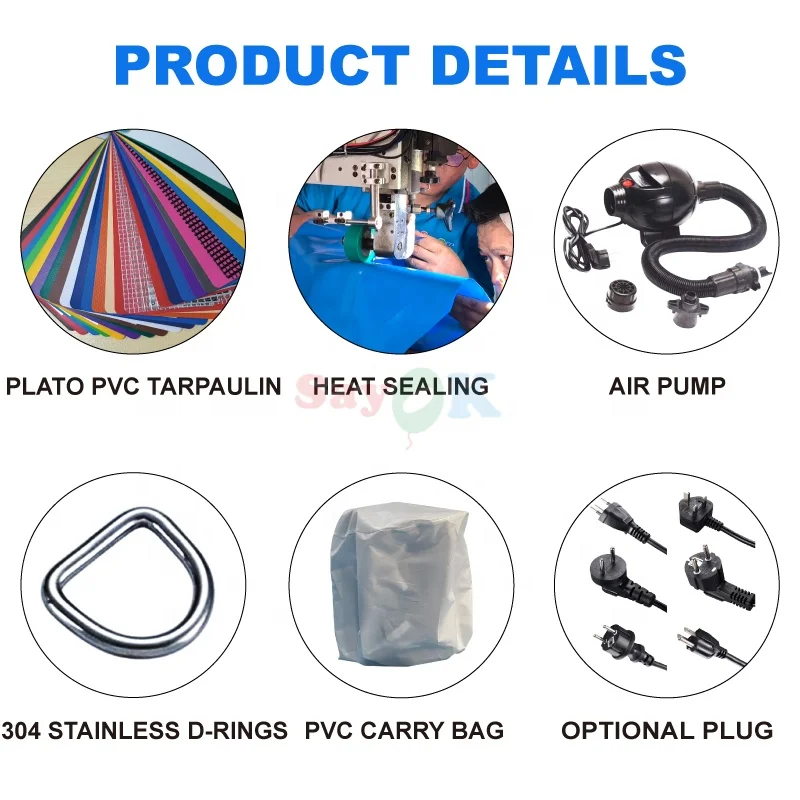 Sayok Customized 8 Meters Blue Portable Backyard Parties Pub Inflatable PVC Pool Bar for Adults
