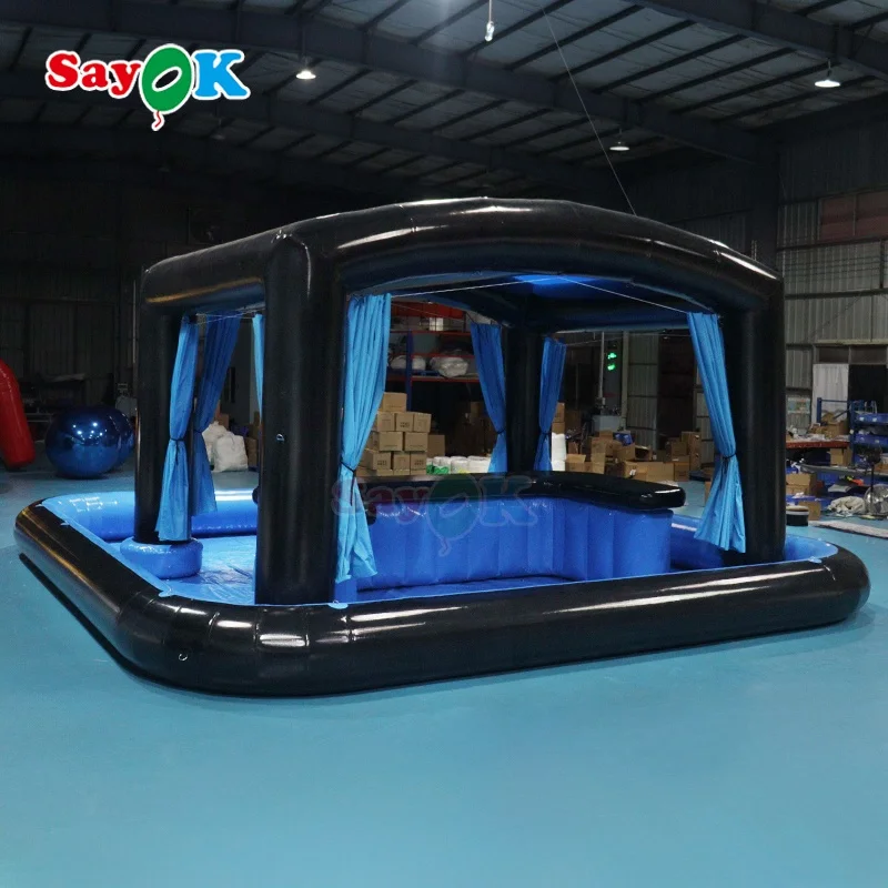 Sayok Customized 8 Meters Blue Portable Backyard Parties Pub Inflatable PVC Pool Bar for Adults