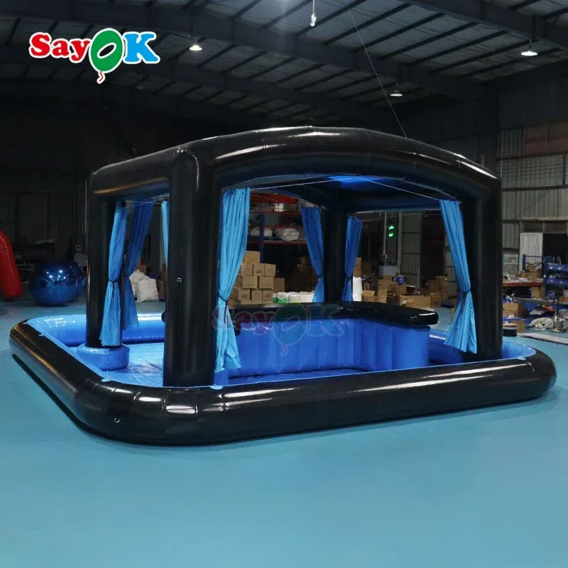 Sayok Customized 8 Meters Blue Portable Backyard Parties Pub Inflatable PVC Pool Bar for Adults