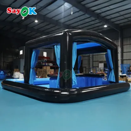 Sayok Customized 8 Meters Blue Portable Backyard Parties Pub Inflatable PVC Pool Bar for Adults