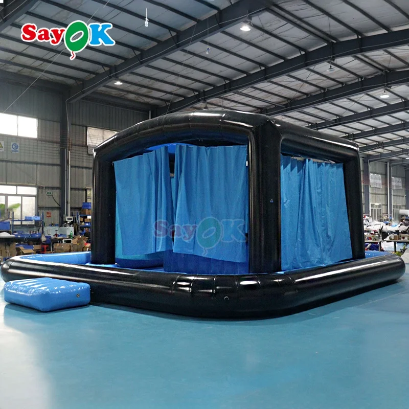 Sayok Customized 8 Meters Blue Portable Backyard Parties Pub Inflatable PVC Pool Bar for Adults