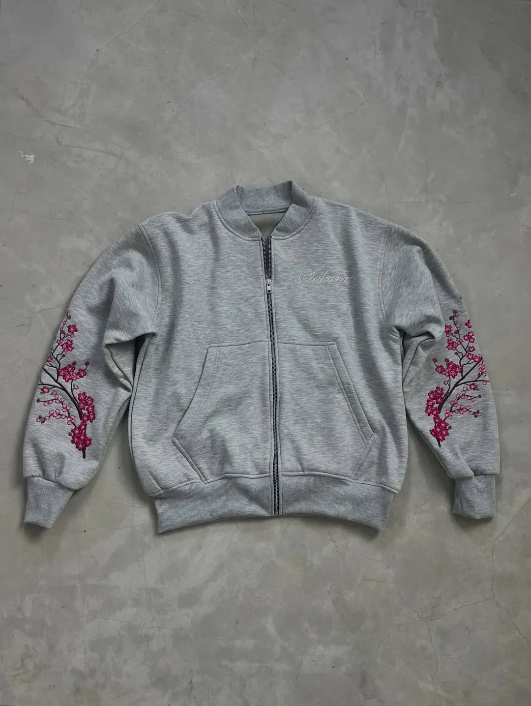 Sakura Embroidery Reversesble Full-Zip Sweatshirt