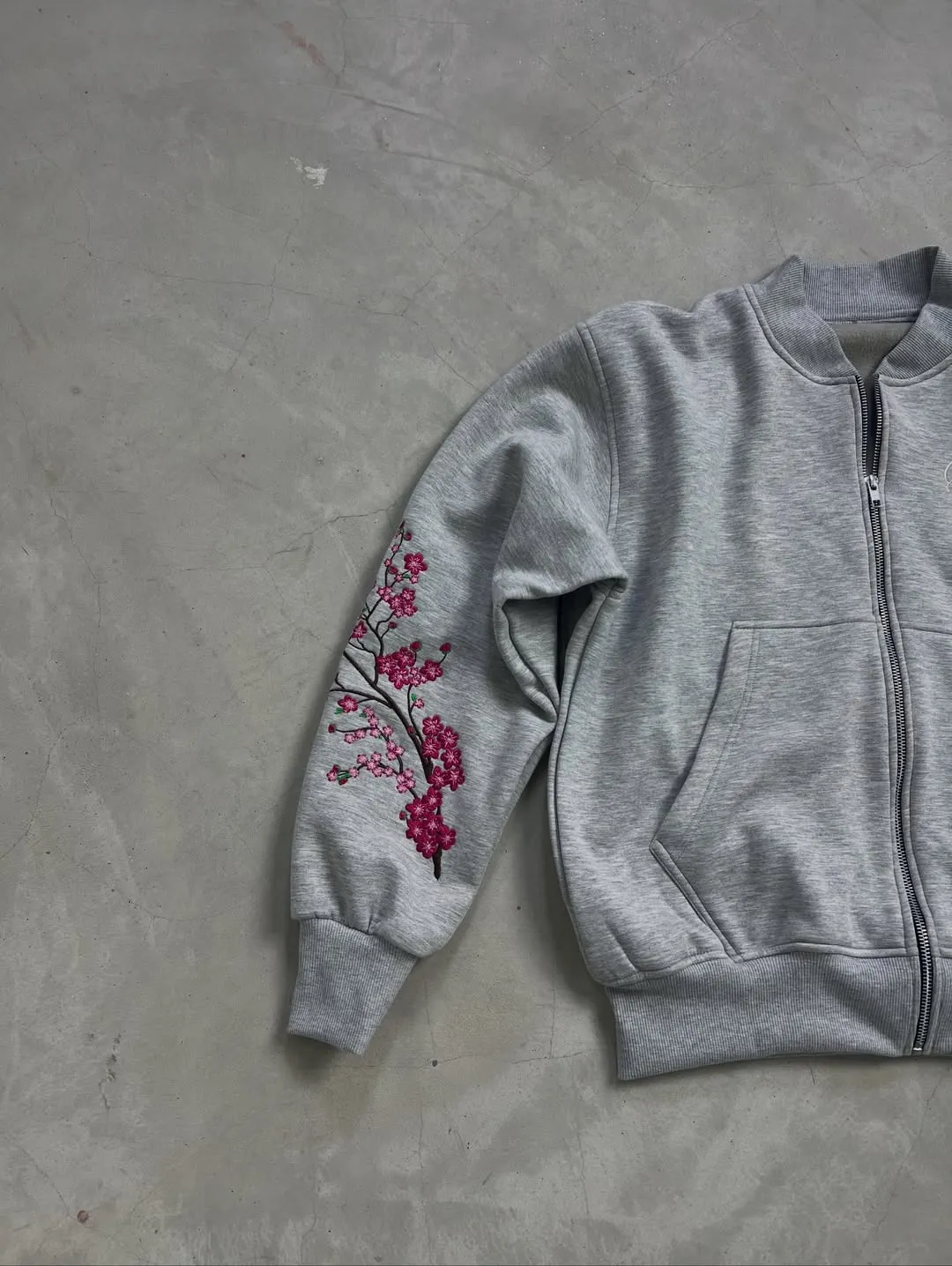 Sakura Embroidery Reversesble Full-Zip Sweatshirt