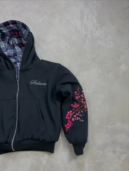 Sakura Embroidery Reversesble Full-Zip Jacket