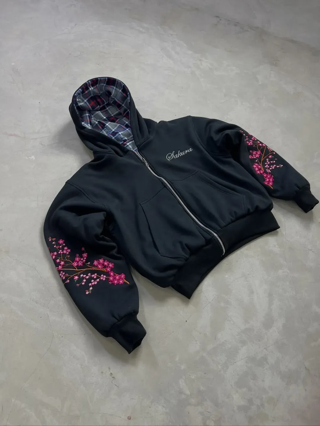 Sakura Embroidery Reversesble Full-Zip Jacket