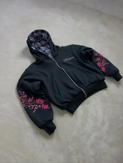 Sakura Embroidery Reversesble Full-Zip Jacket