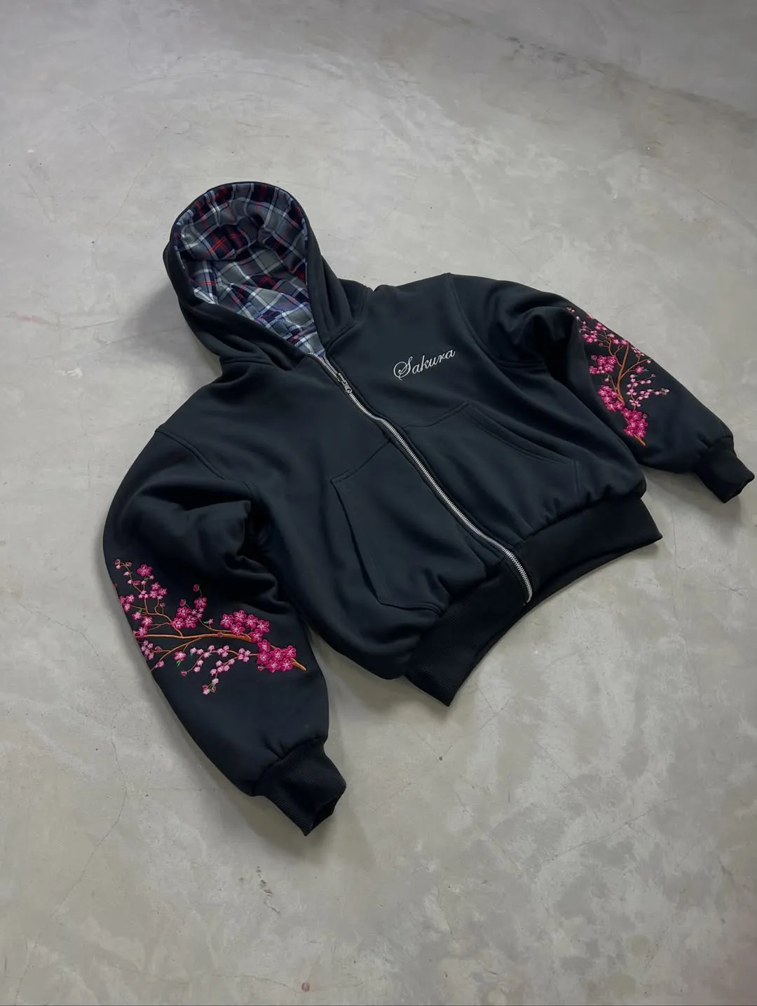 Sakura Embroidery Reversesble Full-Zip Jacket