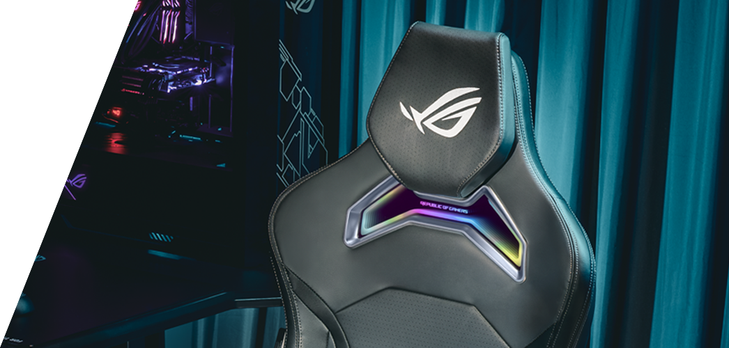 ROG Chariot X gaming chair headrest – front view to the left