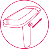 Icon indicating the armrests can be adjusted in depth - forward and backward