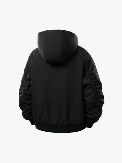 Retro Contrast Fur Collar Quilted Cotton Bomber Jacket