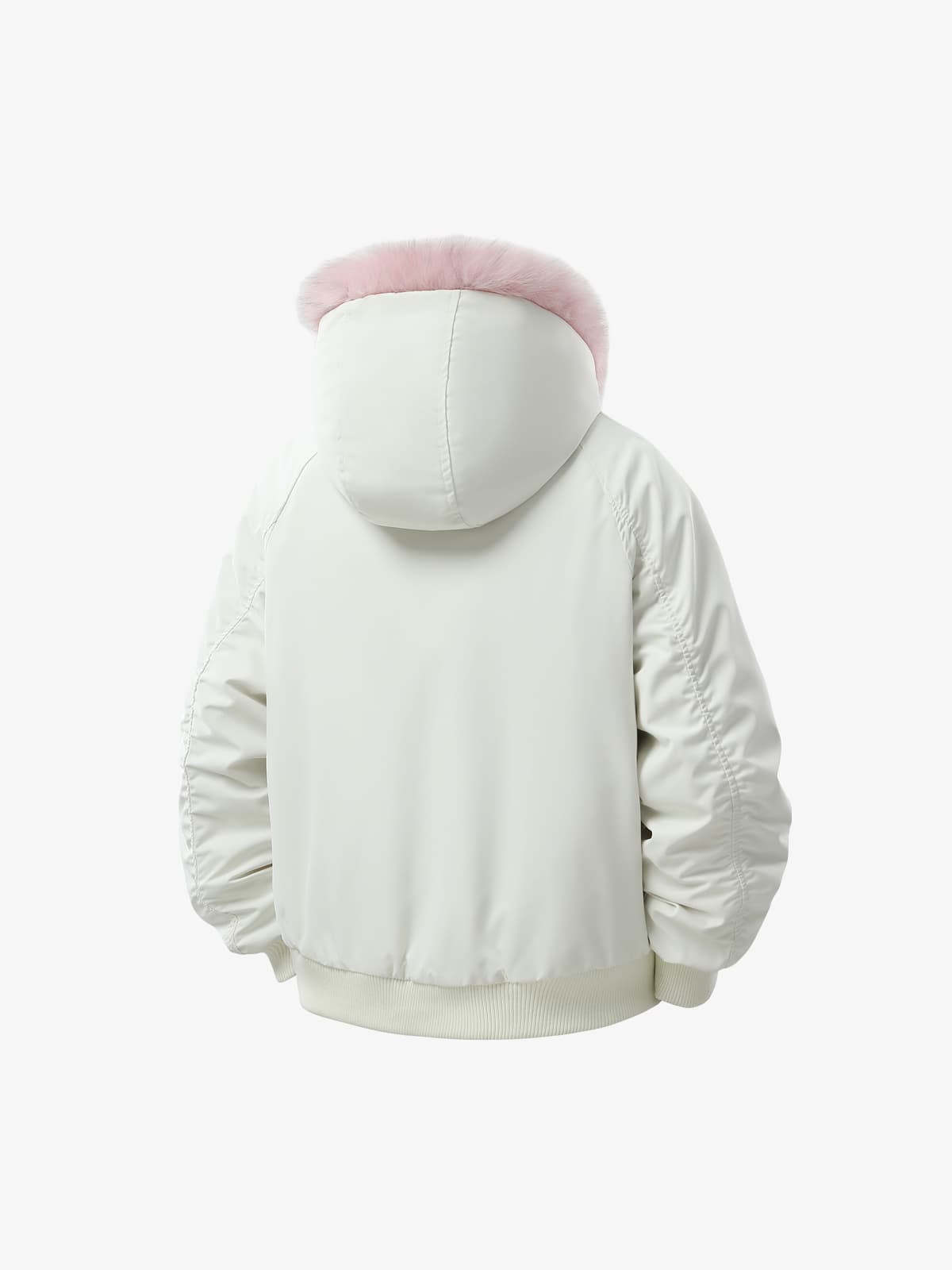 Retro Contrast Fur Collar Quilted Cotton Bomber Jacket