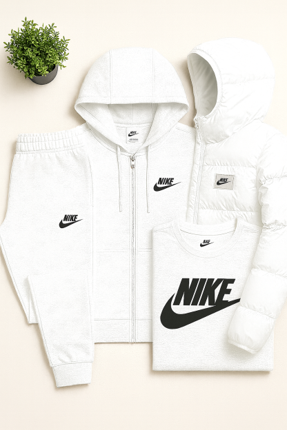 Men’s Complete Set – Fleece Tracksuit + Logo T-Shirt + Winter Puffer Jacket