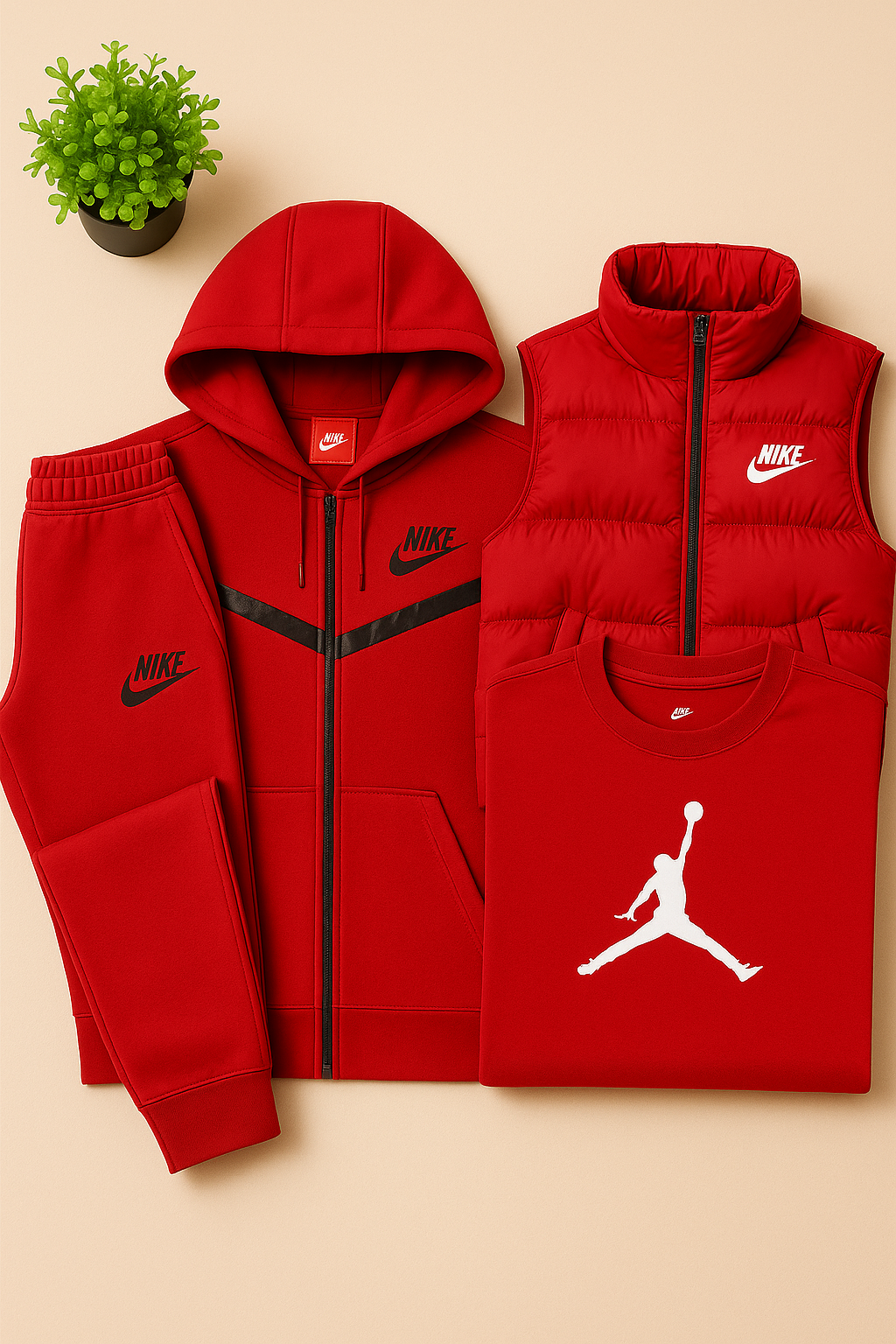 Full Outfit Bundle in Gray – Hoodie, Joggers, Puffer Vest & Jordan T-Shirt