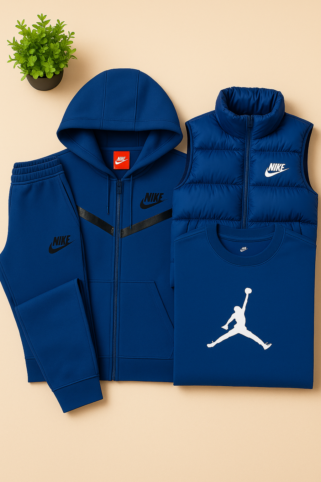 Full Outfit Bundle in Gray – Hoodie, Joggers, Puffer Vest & Jordan T-Shirt