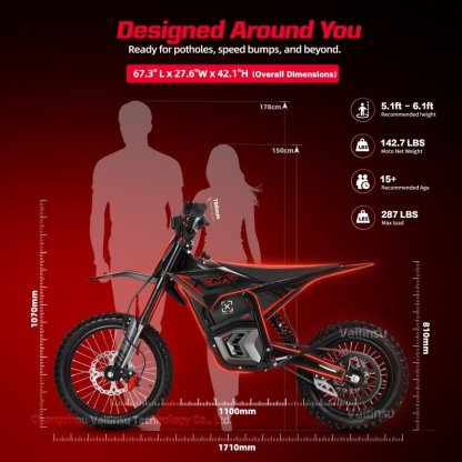 Electric Off Road Adults Black Advanced Dirt Bike EM-5 Pro for Sale