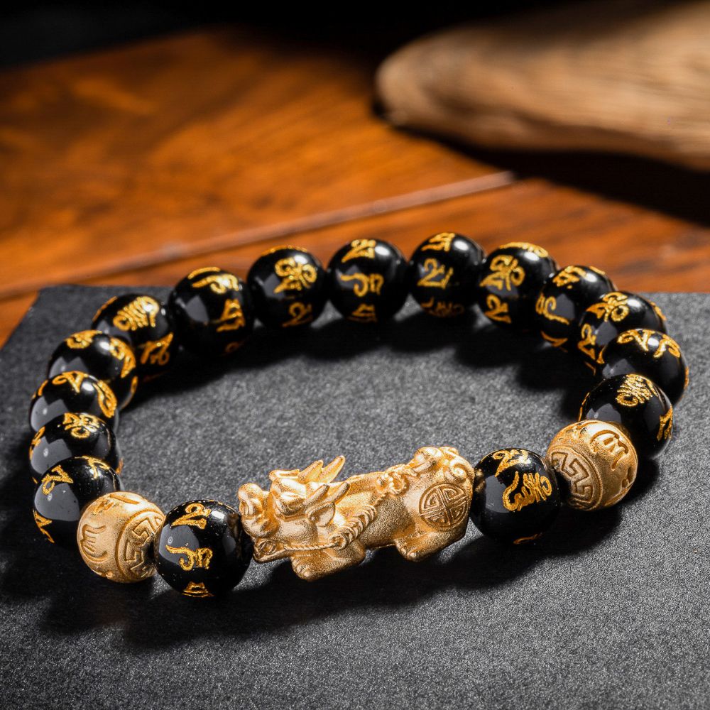 Buddha & Karma Feng Shui Bracelet - Pixiu Black Obsidian Bracelet for Wealth