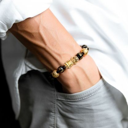 Buddha & Karma Feng Shui Bracelet - Pixiu Black Obsidian Bracelet for Wealth