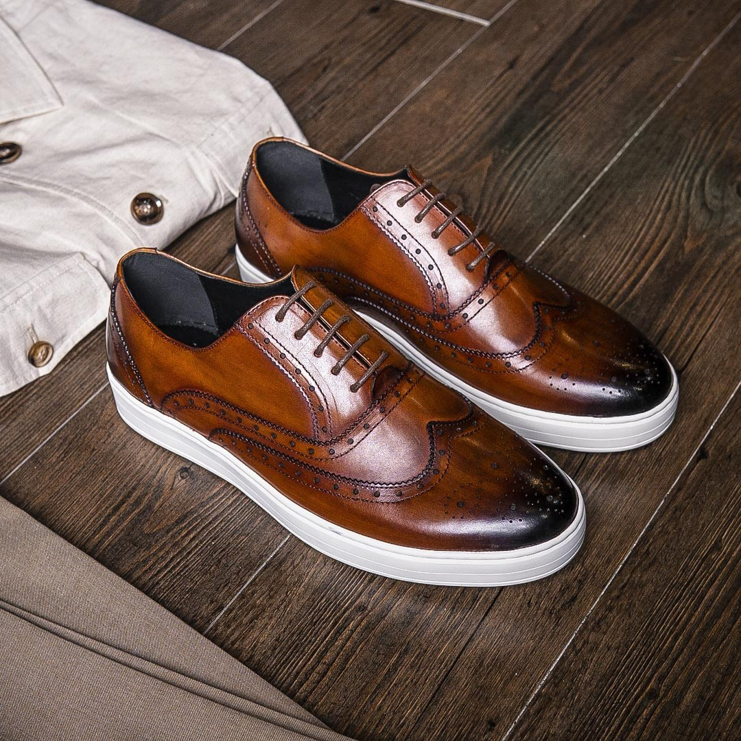 Cognac Brogue Platform Oxfords