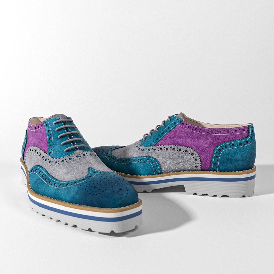 Violet-Teal Wingtip Brogues