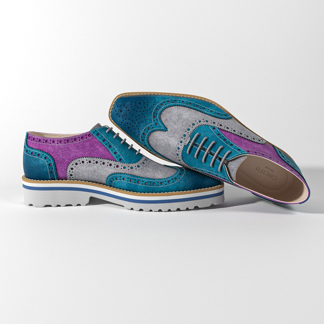 Violet-Teal Wingtip Brogues