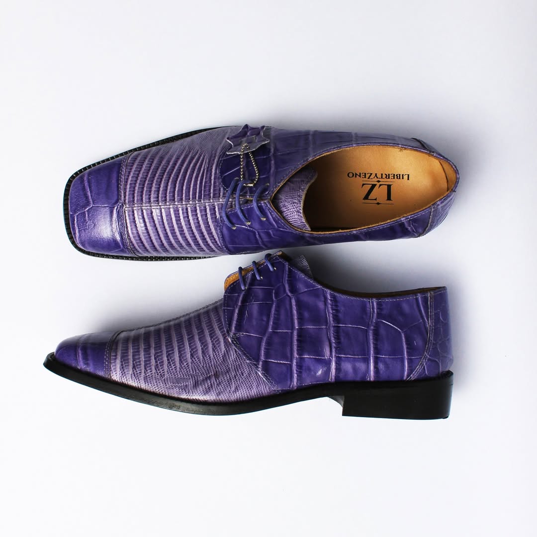 Lavender Croc - Embossed Oxfords