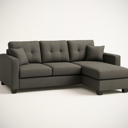 Canapé d'angle tissu gris avec méridienne réversible