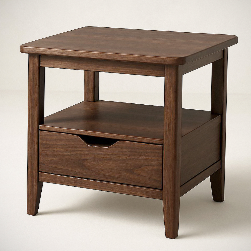 Table de Chevet en Bois avec Tiroir 50x40x45 cm