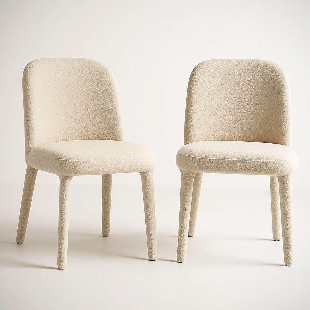 Lot de 2 chaises rembourrées tissu bouclé Beige