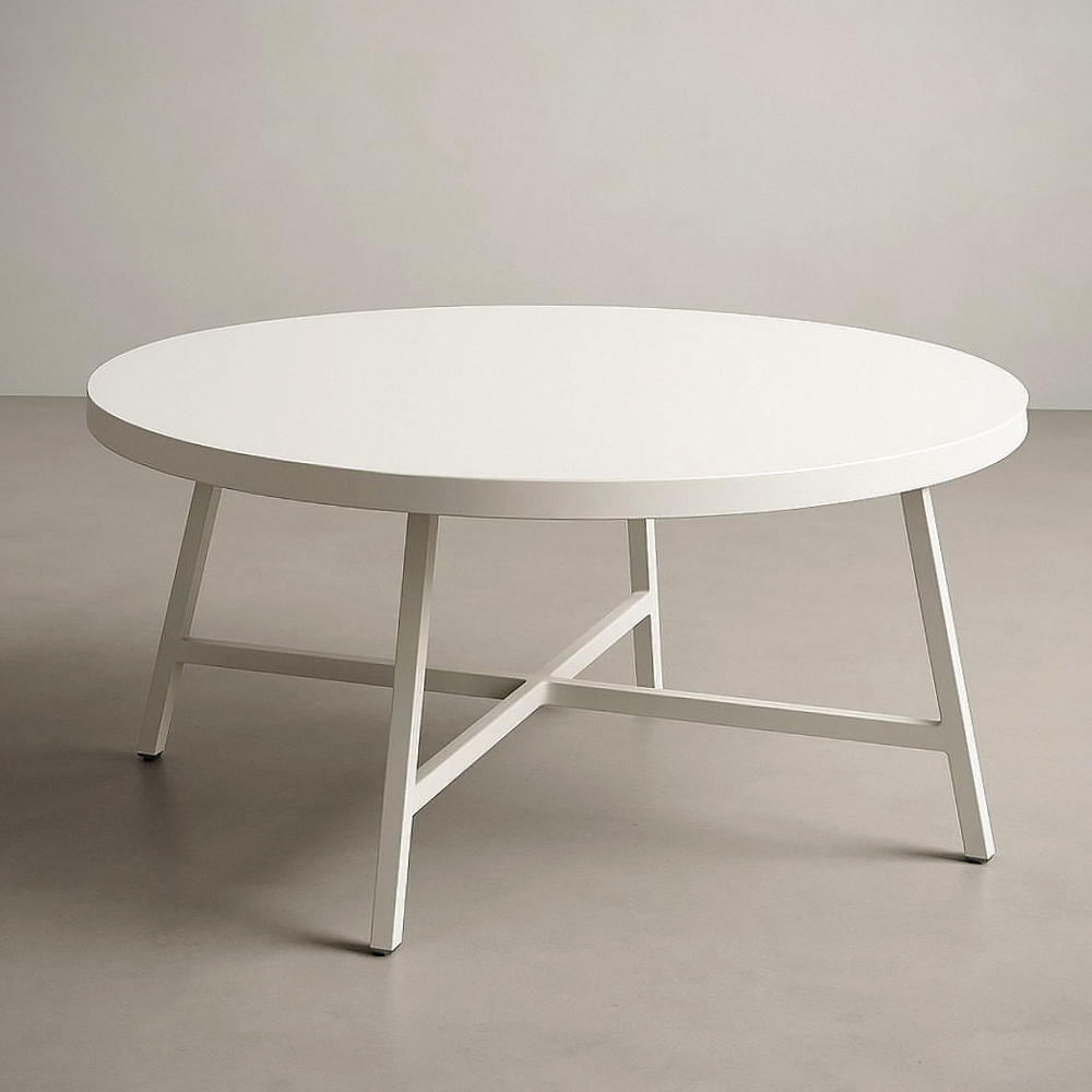 Table basse ronde en acier blanc ø90 cm