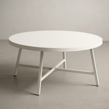 Table basse ronde en acier blanc ø90 cm