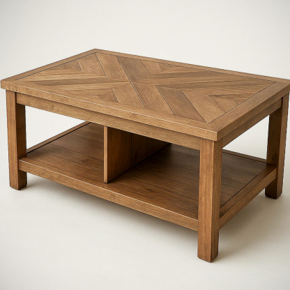 Table basse rectangulaire en chêne massif avec rangement 110x60x45 cm
