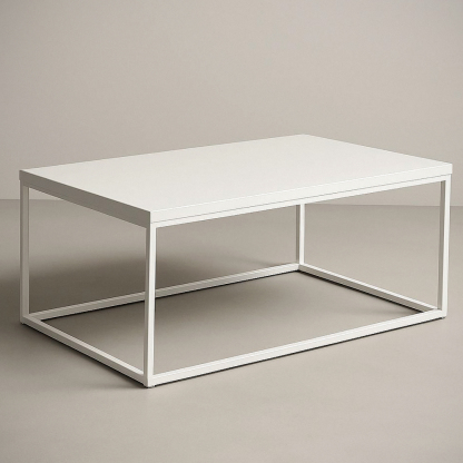 Table basse rectangulaire en acier blanc 90x60x40 cm