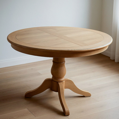 Table à manger ronde en chêne massif clair