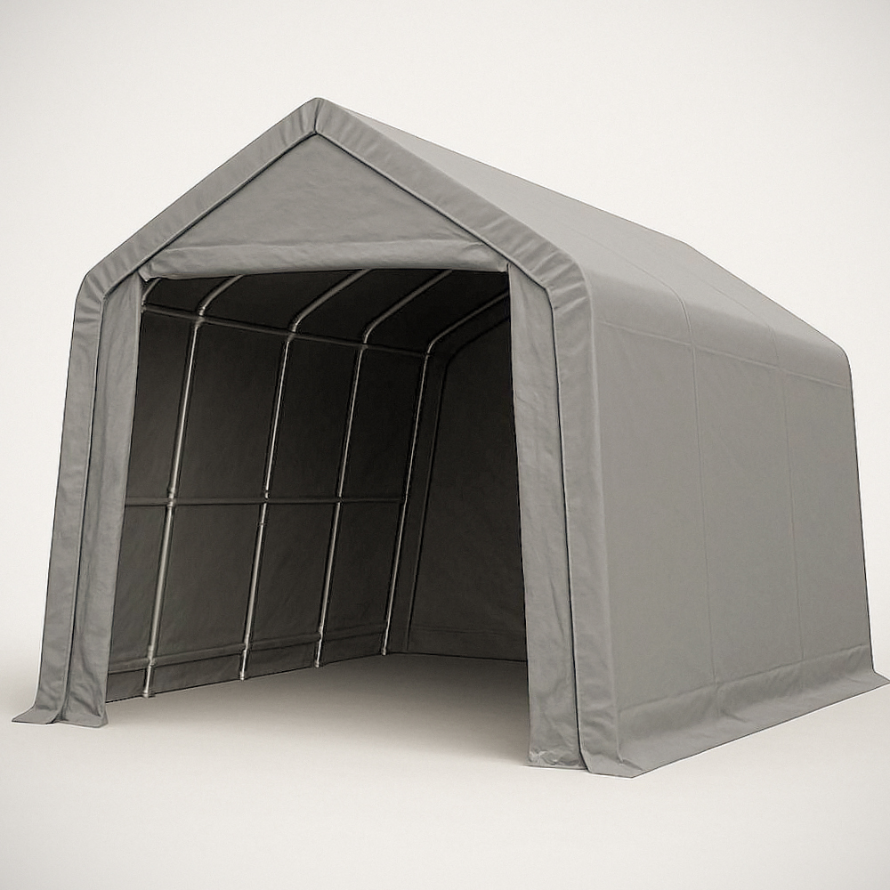 Abri de Voiture Portable Structure Acier 3x4x3m Gris Bâche Polyéthylène