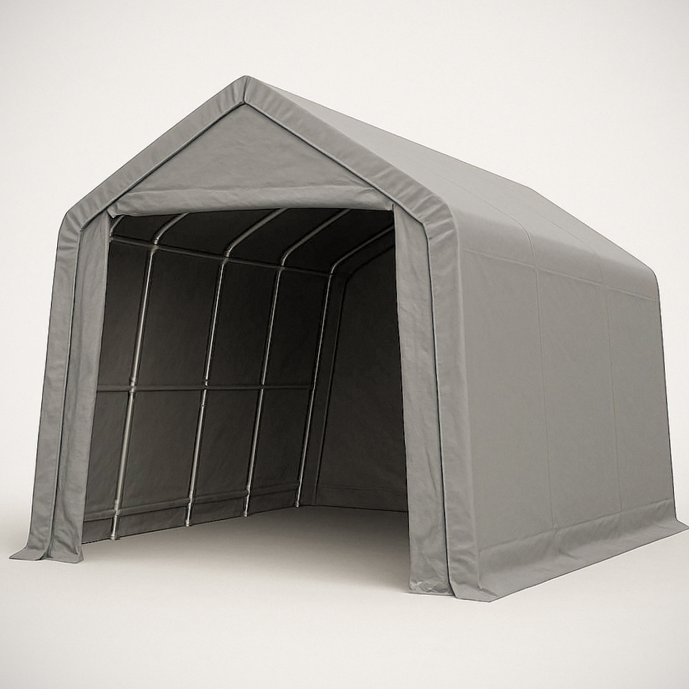 Abri de Voiture Portable Structure Acier 3x4x3m Gris Bâche Polyéthylène