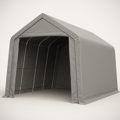 Abri de Voiture Portable Structure Acier 3x4x3m Gris Bâche Polyéthylène