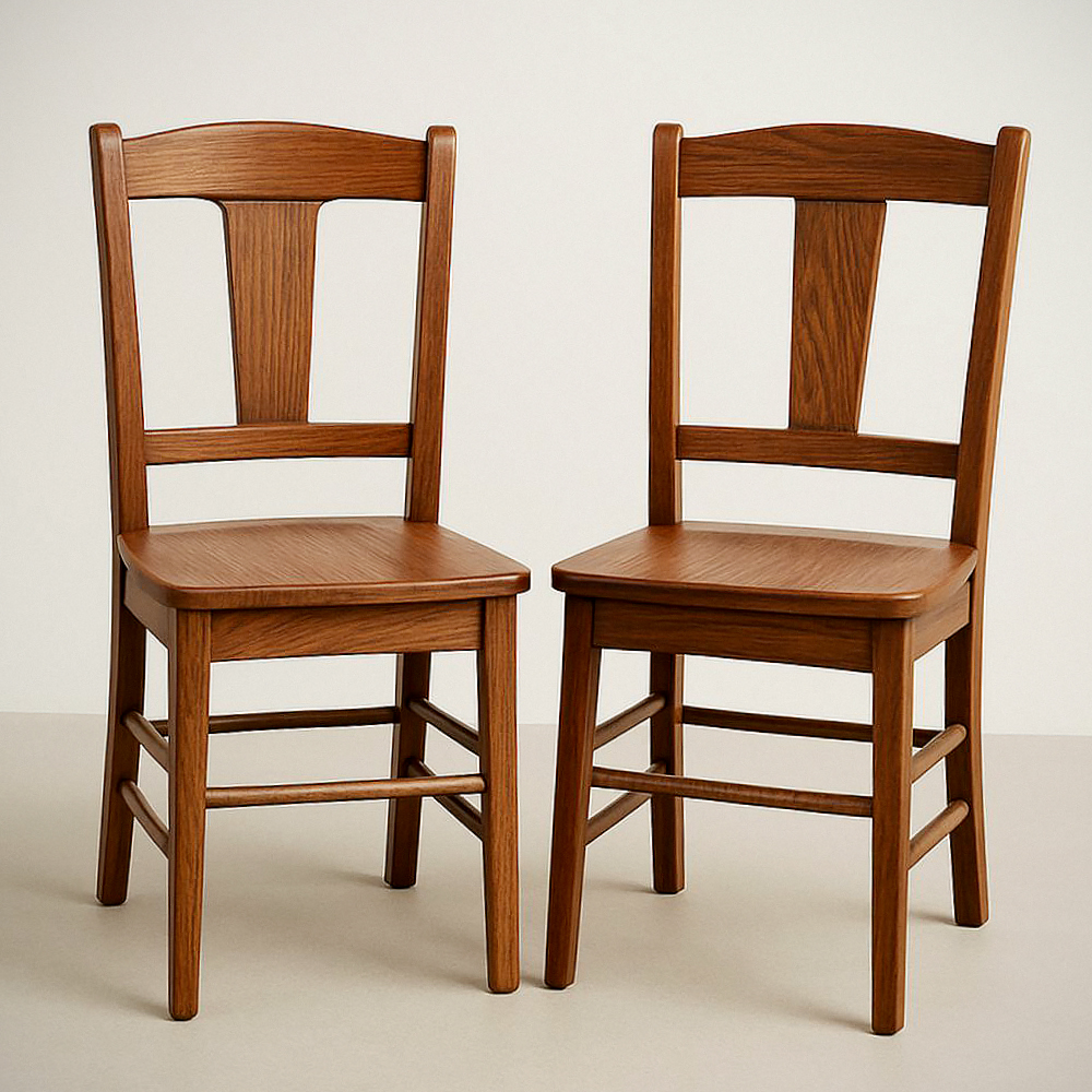Lot de 2 chaises en bois d'hévéa brun sans accoudoirs pour salle à manger