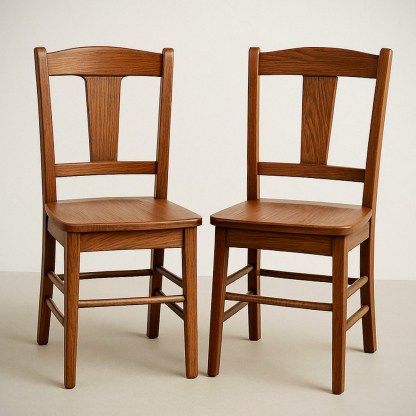 Lot de 2 chaises en bois d'hévéa brun sans accoudoirs pour salle à manger