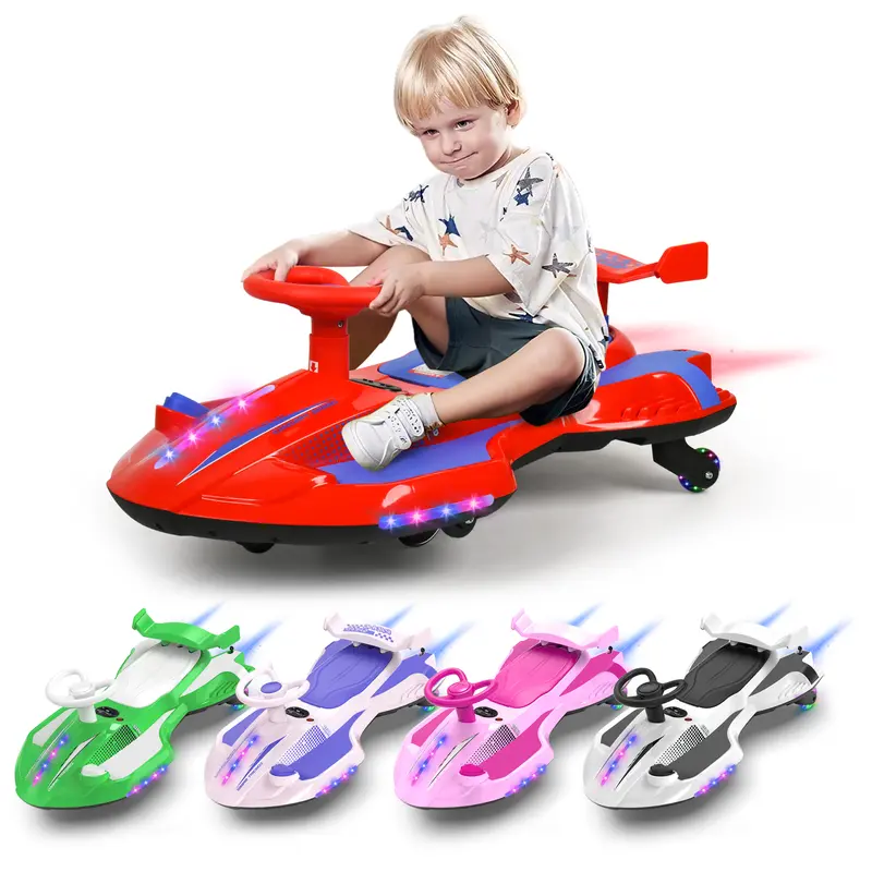 12V Electric Wiggle Car with Pedal, 2 in 1 Wiggle Car Ride On Toys for Kids Ages 3 and Up, Anti-Rollover Flashing Wheels, Bluetooth, Music2,Halloween&Christmas gifts,Devil Drift Car