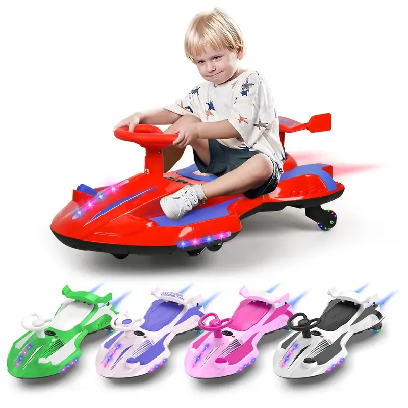 12V Electric Wiggle Car with Pedal, 2 in 1 Wiggle Car Ride On Toys for Kids Ages 3 and Up, Anti-Rollover Flashing Wheels, Bluetooth, Music2,Halloween&Christmas gifts,Devil Drift Car
