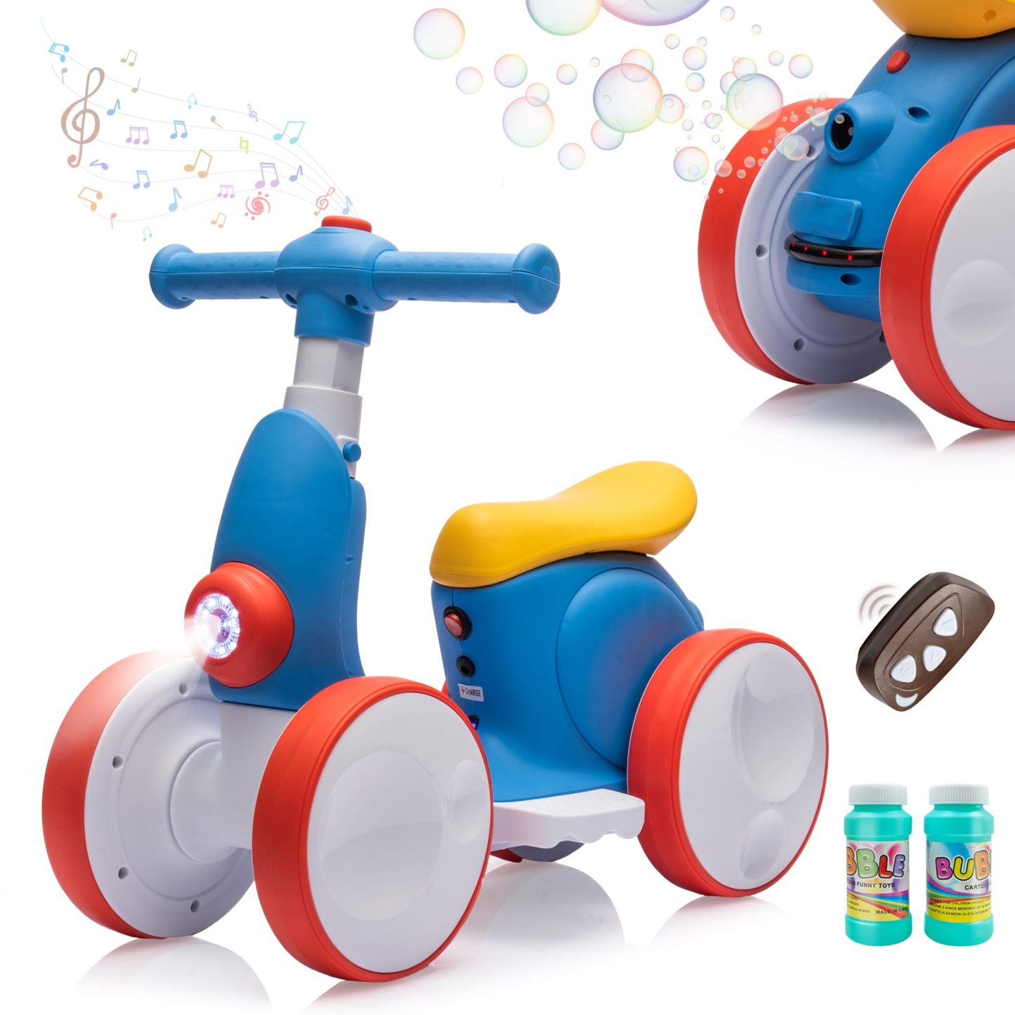 Electric Baby Balance Bike with Bubble Machine,4 in 1 Toddler Balance Bike 