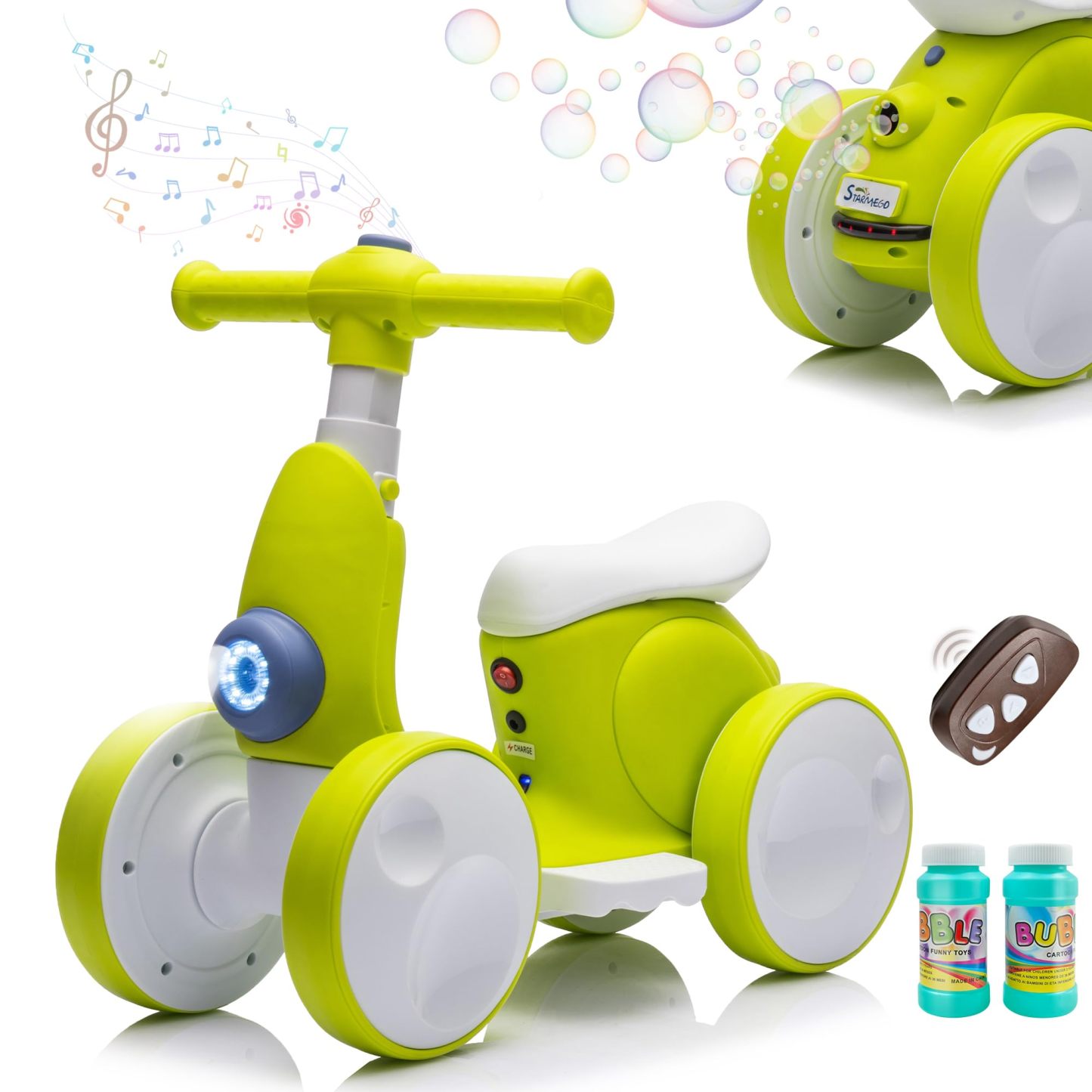 Electric Baby Balance Bike with Bubble Machine,4 in 1 Toddler Balance Bike 